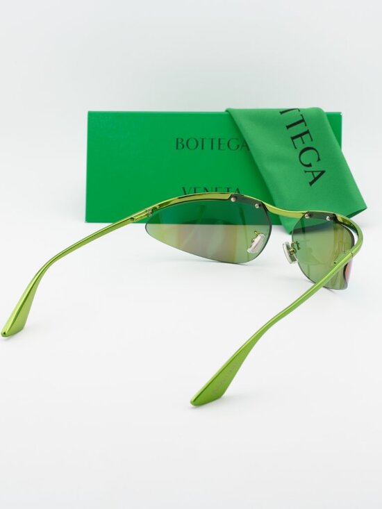 Bottega Veneta BV1174S 003 Cat Eye Sunglasses - Green / Mirror